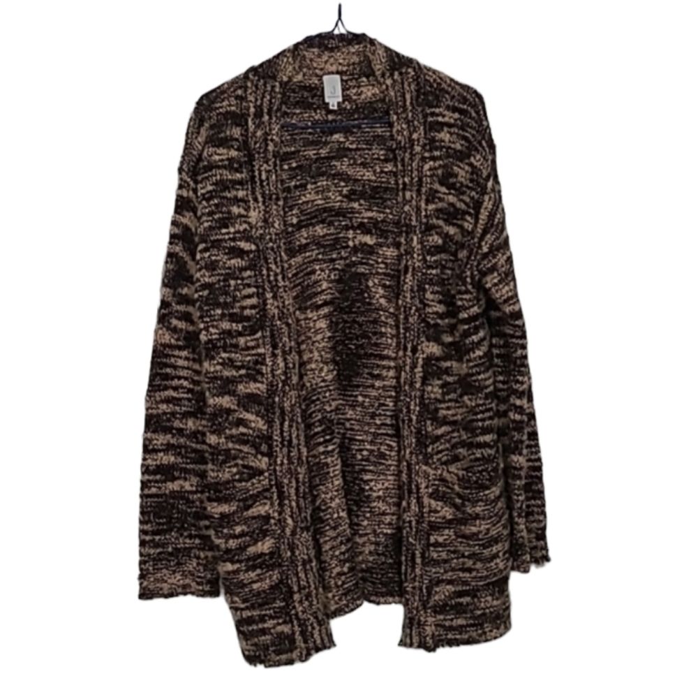 Jones New York Textured Chunky Knit Wool Blend Zip Sweater Cardigan